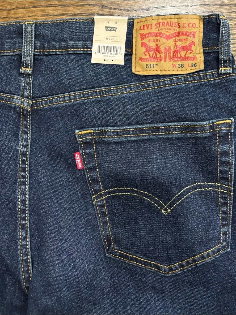 NWT Levi's 511 Slim Fit‎ Stretch Dark Wash Blue Denim Jeans Men's Size 36